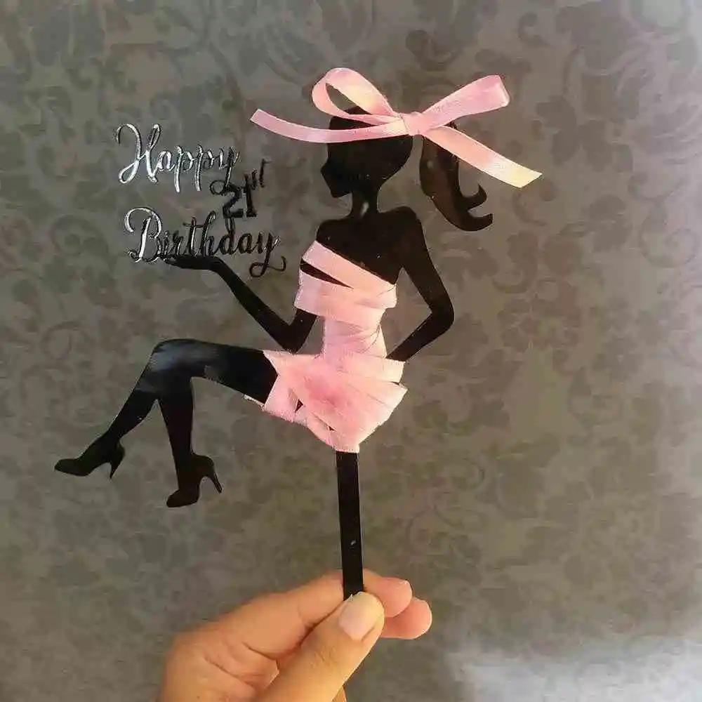 Sitting Lady Silhouette Cake Topper